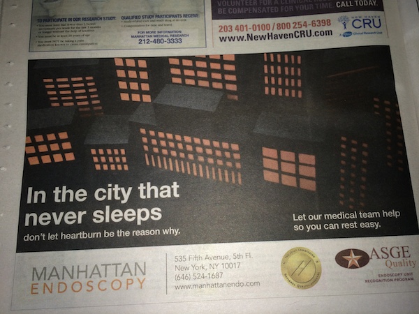 Manhattan Endoscopy: print advertising – EURP logo displayed alongside their company logo