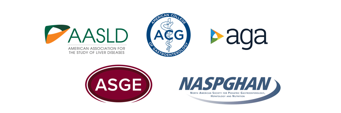 AASLD. ACG. AGA. ASGE. NASPGHAN.